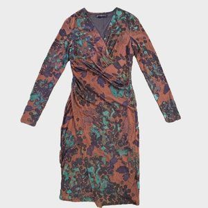 PERUVIAN CONNECTION Jardin Jersey Faux Wrap Midi Dress {U29}
